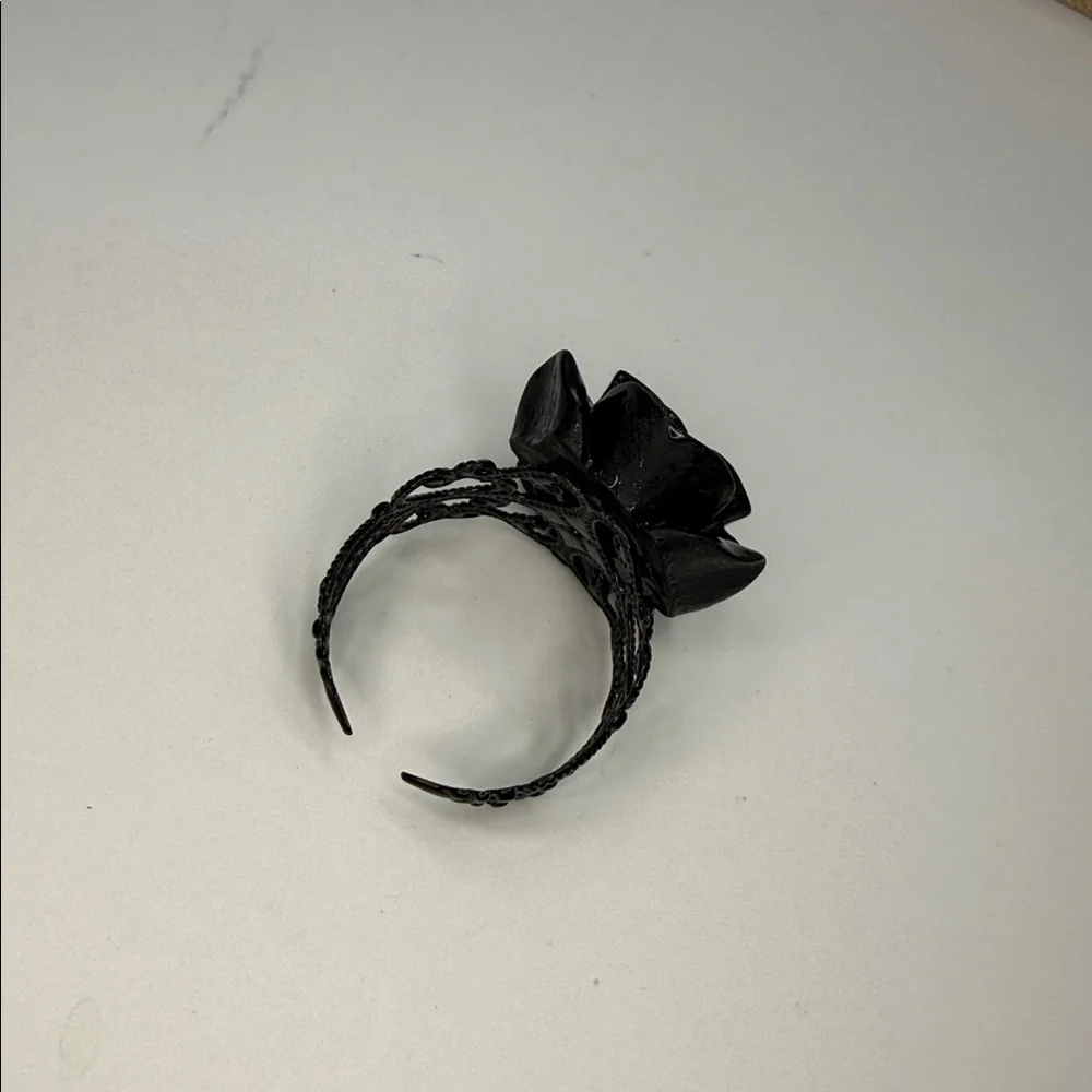 3/$25 Chunky Adjustable Open Black Lace Style with Black Rose Ring Gothic